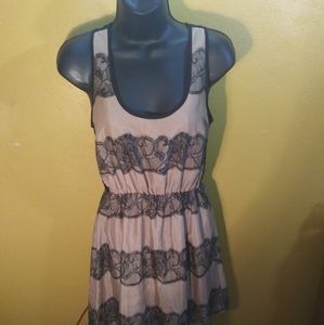 Tan & Black Lace Dress